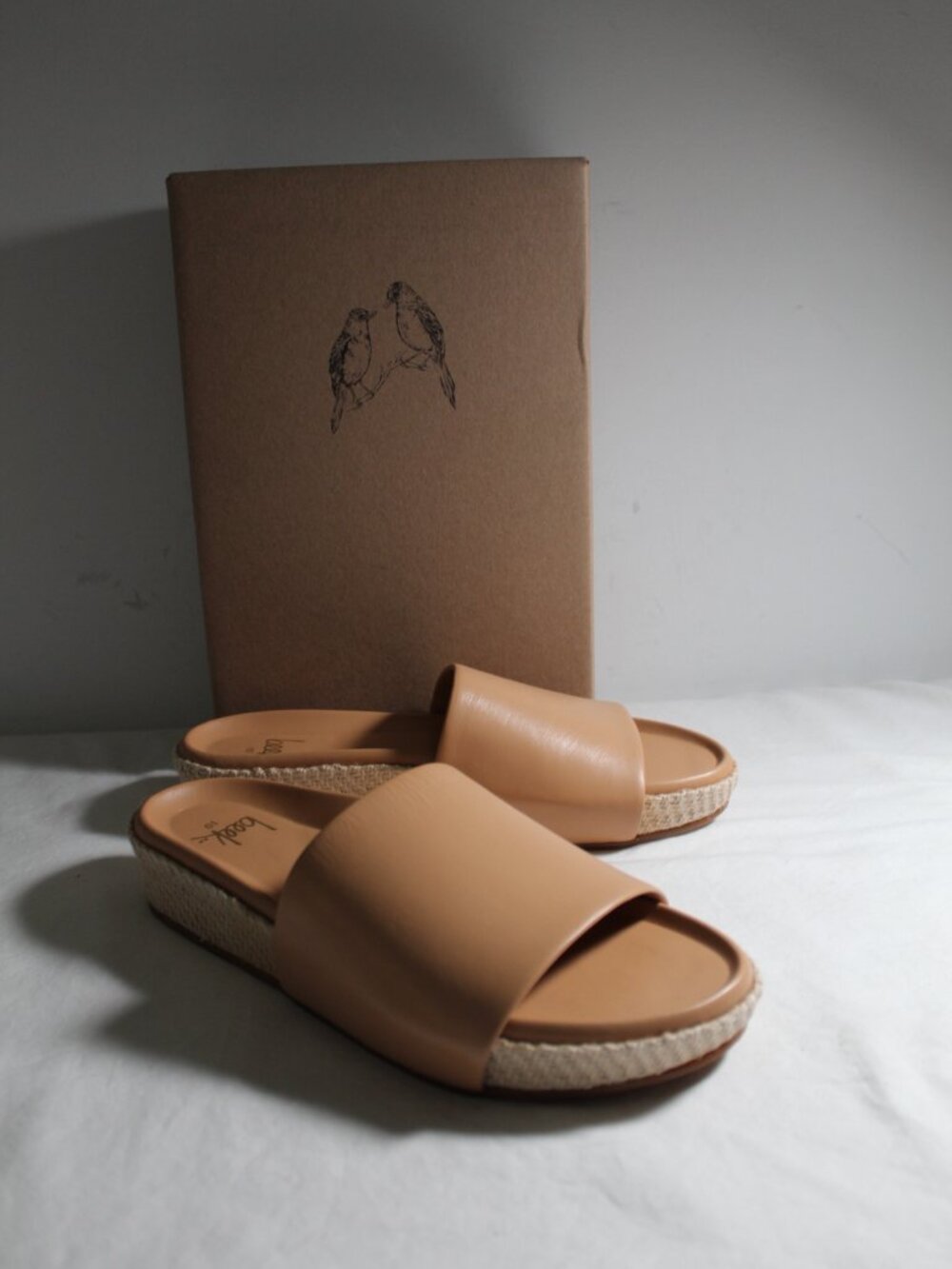 NWB Beek Pelican Jute Beach Platform Flats Sandals Slides 10